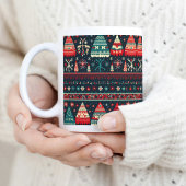 Gezellige Noordse Patroon Groene Scandinavische Ke Tweekleurige Koffiemok