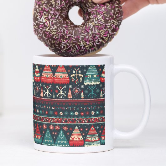 Gezellige Noordse Patroon Groene Scandinavische Ke Tweekleurige Koffiemok