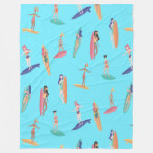 Gezellige Oceaan Surfer Meisje Geïnspireerd Fleece Deken (Voorkant)