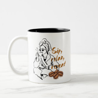 Gezellige ochtend koffie chille vibes esthetische  tweekleurige koffiemok