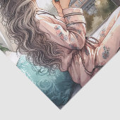 Gezellige ochtend Urban Girl Decoupage Print Tissuepapier (Detail)