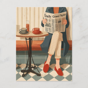 Gezellige ochtendkoffie en nieuws briefkaart