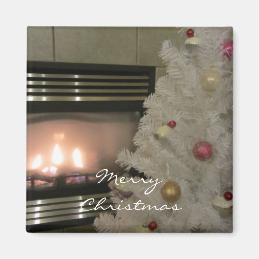 Gezellige open haard en kerstboom magneet (Voorkant)