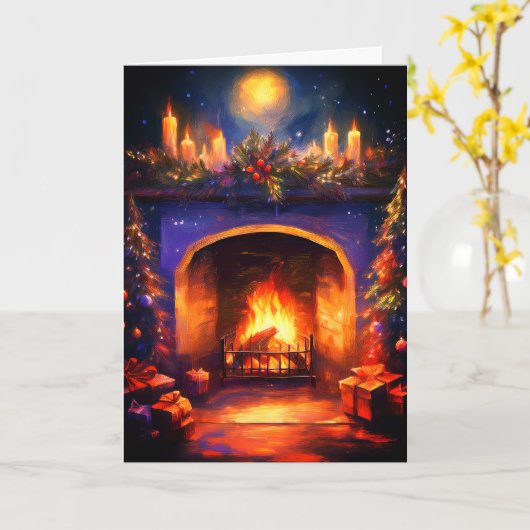 Gezellige open haard kaart (Gele Bloem)