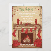 Gezellige open haard kerst uitnodiging (Voorkant)