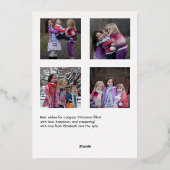 Gezellige open haard Kerstmis Fotocollage Folie Feestdagenkaart (Achterkant)