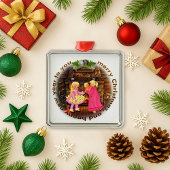  Gezellige Open Haard Meisjes Roze Kerstscène Metalen Ornament