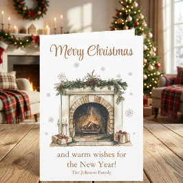 Gezellige Open Haard Prettig Kerstmis Kerstkaart Feestdagen Kaart
