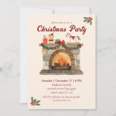 Gezellige open haard Vintage kerstfeest Kaart (Voorkant)