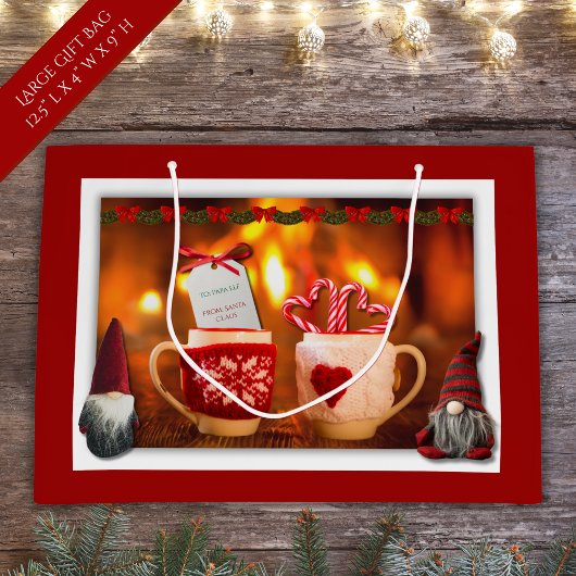 Gezellige Openhaard Kerstkabouter Grote Cadeaubag Groot Cadeauzakje