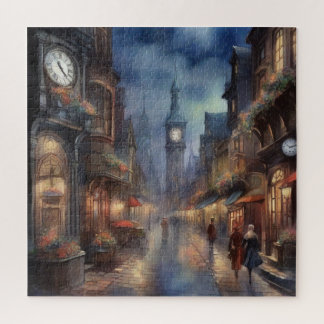 gezellige oude stad straat puzzel