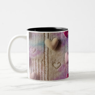 Gezellige Pastel Brei Textuur Multi Hart Twee-Tons Tweekleurige Koffiemok