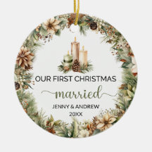 Gezellige pastelgroene en beige kerstkaarsen