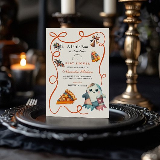 Gezellige Patchwork Halloween Baby Shower Kaart