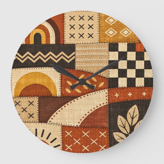 Gezellige Patchwork Moderne Grote Klok (Voorkant)