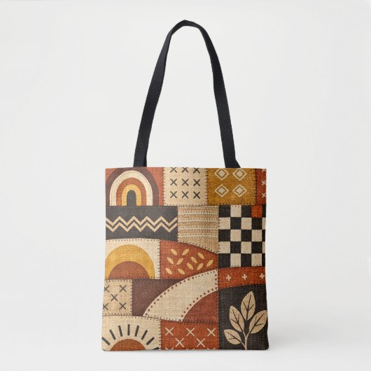 Gezellige Patchwork Moderne Tote Bag (Voorkant)