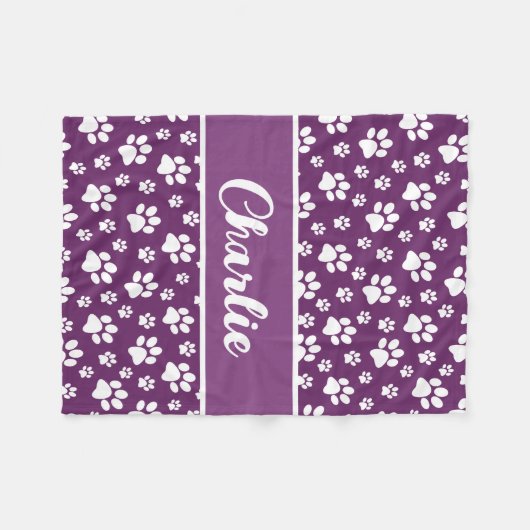 Gezellige Paw Print Gepersonaliseerde Hondendeken  Fleece Deken (Voorkant (Horizontaal))