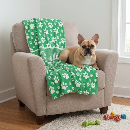 Gezellige Paw Print Gepersonaliseerde Hondendeken Fleece Deken