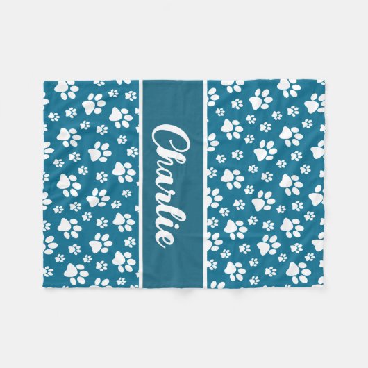 Gezellige Paw Print Gepersonaliseerde Hondendeken  Fleece Deken (Voorkant (Horizontaal))