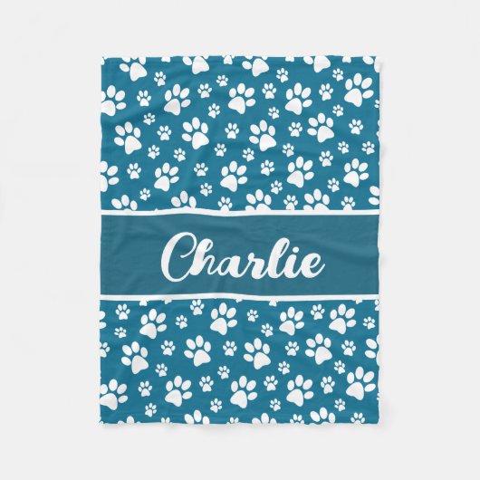 Gezellige Paw Print Gepersonaliseerde Hondendeken  Fleece Deken (Voorkant)