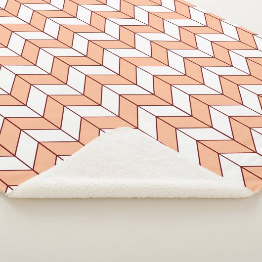 Gezellige Perzik Bourgogne Herringbone Sherpa Deken (3/4)