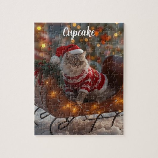 Gezellige Perzische Kat Kerst Persoonlijk Legpuzzel (Verticaal)