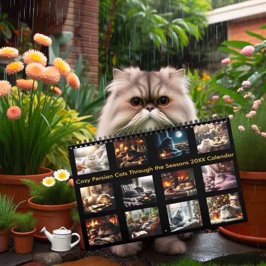 Gezellige Perzische katten door het seizoen 20XX Kalender