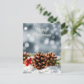 Gezellige Pinecone en Snow Vrolijk Kerstfeest Brie Briefkaart (Staand voorkant)