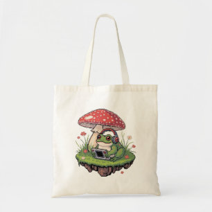 Gezellige Pixel Gamer Kikker Paddenstoel Tote Bag