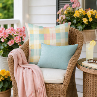 Gezellige Plaid Aqua Roze Geel  Buitenkussen