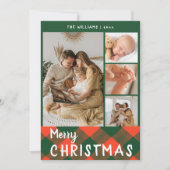 Gezellige Plaid Familie Collage Vrolijk Kerstmis Feestdagenkaart (Voorkant)