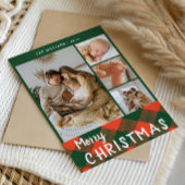 Gezellige Plaid Familie Collage Vrolijk Kerstmis Feestdagenkaart