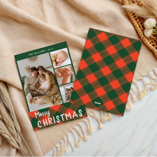 Gezellige Plaid Familie Collage Vrolijk Kerstmis Feestdagenkaart