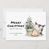 Gezellige Plaid Kerstboom Flat Feestdagenkaart (Voorkant)