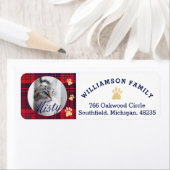 Gezellige Plaid Rood & Blauw Poot Print Pet Foto Etiket (Insitu)