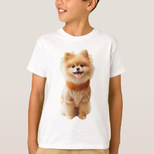 Gezellige Pomeranian Puppy Herfst Trui Kinderen T-shirt