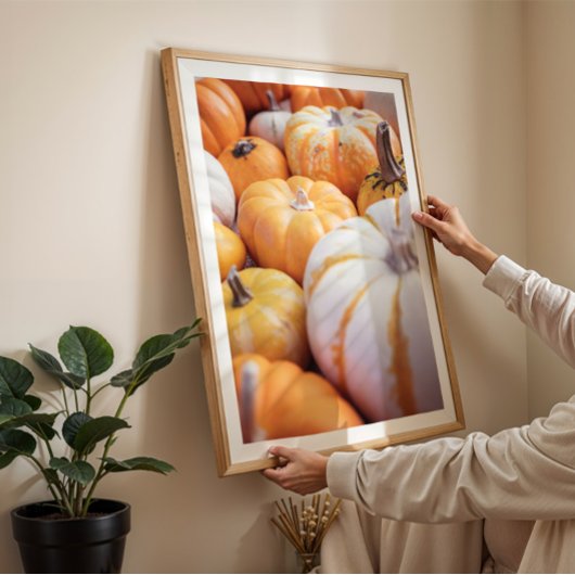 Gezellige pompoen herfst foto warme boerderij deco poster