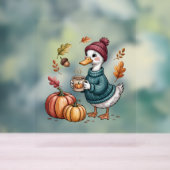 Gezellige Pompoen Koffie Goose Herfst Art Acryl Bord (Neutraal)