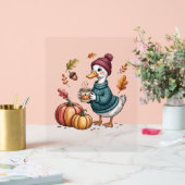 Gezellige Pompoen Koffie Goose Herfst Art Acryl Bord (Huwelijk)