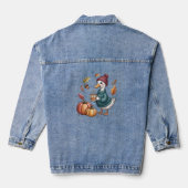 Gezellige Pompoen Koffie Goose Herfst Art Denim Jacket (Achterkant)