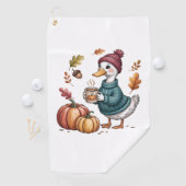 Gezellige Pompoen Koffie Goose Herfst Art Golfhanddoek (Insitu)