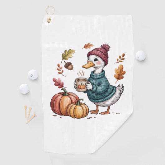Gezellige Pompoen Koffie Goose Herfst Art Golfhanddoek (Insitu)