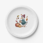 Gezellige Pompoen Koffie Goose Herfst Art Papieren Bordje (Voorkant)