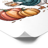 Gezellige Pompoen Koffie Goose Herfst Art Poster (Hoek)