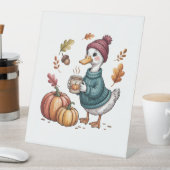 Gezellige Pompoen Koffie Goose Herfst Art Reclamebord Met Voetstuk (Insitu)