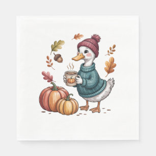 Gezellige Pompoen Koffie Goose Herfst Art Servet