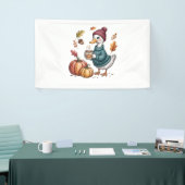 Gezellige Pompoen Koffie Goose Herfst Art Spandoek (Beurs)