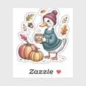 Gezellige Pompoen Koffie Goose Herfst Art Sticker (Vel)
