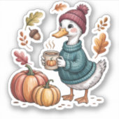 Gezellige Pompoen Koffie Goose Herfst Art Sticker (Voorkant)