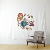 Gezellige Pompoen Koffie Goose Herfst Art Wandkleed (In Situ (horizontaal))